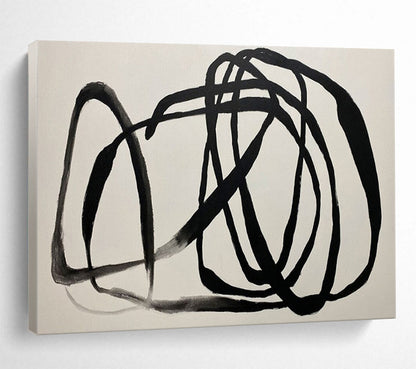 “Hand - painted Black Scribble” - Expressive black lines on white CT1650