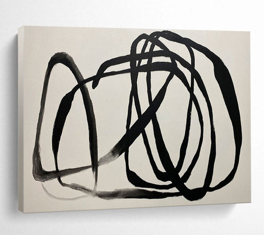 “Hand - painted Black Scribble” - Expressive black lines on white CT1650