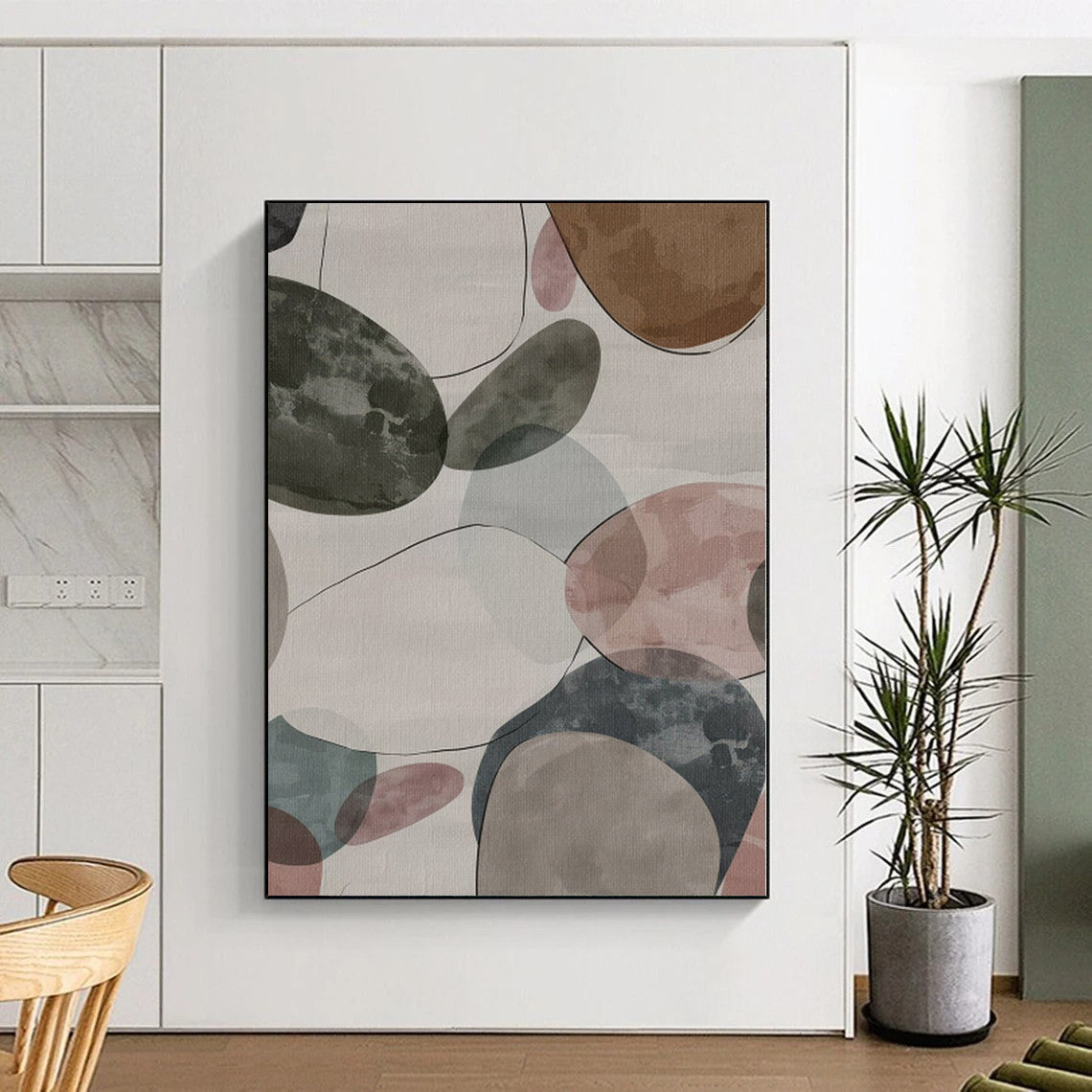 “Colorful Oval Shapes” Abstract Acrylic Art CT0268