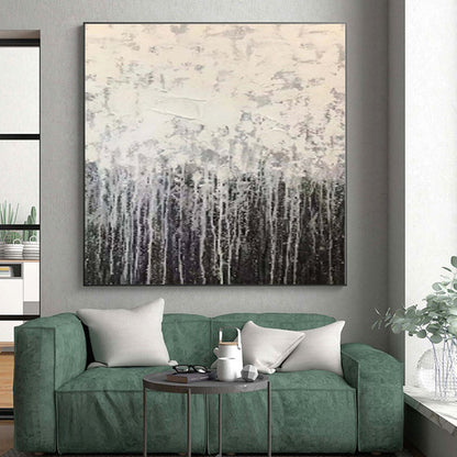 “Silver Dripping Curtains”，Abstract Expressionist Acrylic Art CT0566