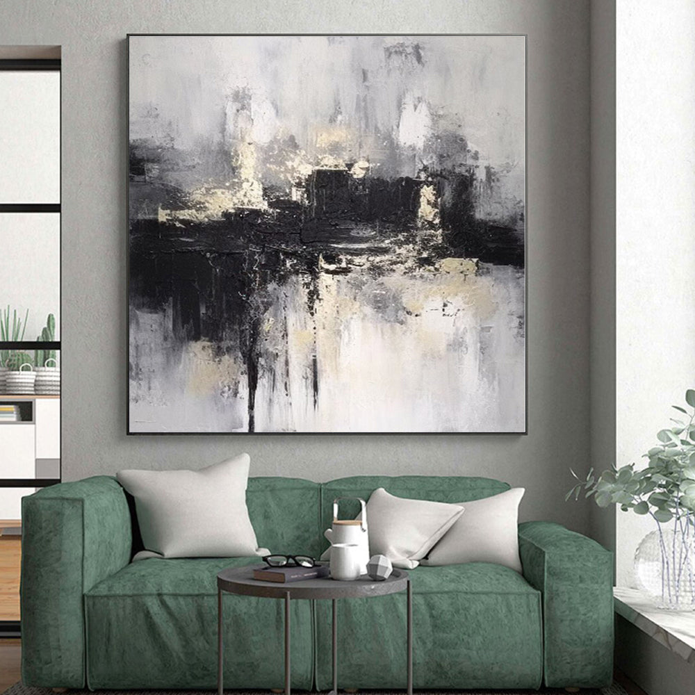 “Monochrome Textured City”，Abstract Architectural Acrylic Art CT0546