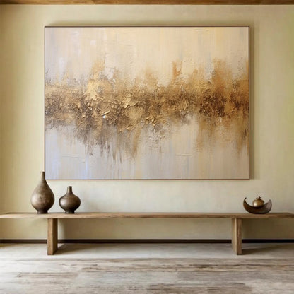 “Textured Gold Strip” - A horizontal strip of textured, metallic gold and brown hues on a light beige background CT1538