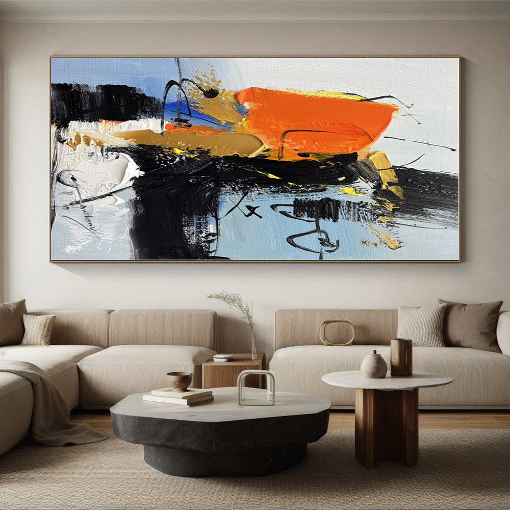 “Orange - Black Abstract Dynamism” - Abstract Expressionist Art CT0486