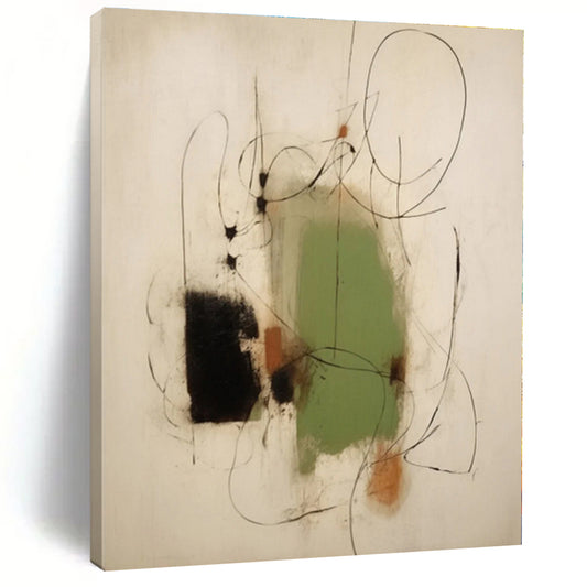 “Black Lines and Color Blocks”，Abstract Minimalist Mixed - Media Painting CT0518