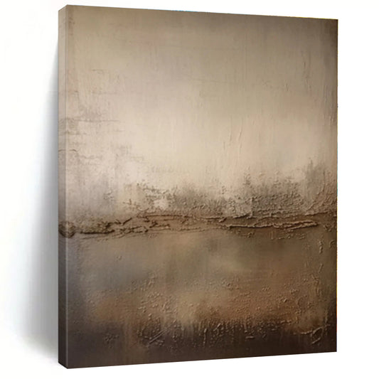 “Beige - Brown Textured Abstract”，Earth - Inspired Abstract Mixed - Media Art CT0573