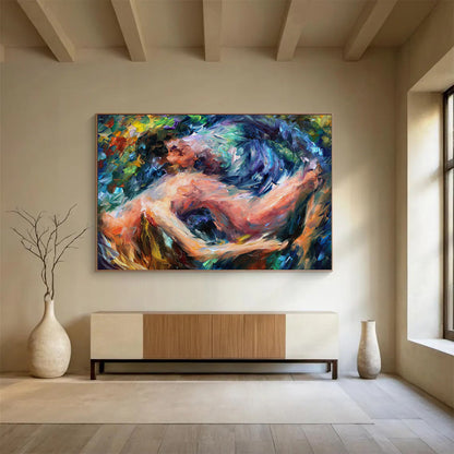 “Vibrant Embrace” – Explosive mix of greens, blues, purples forming a swirling, human - like form CT1686