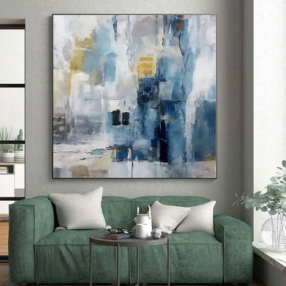 “Blue - Gray Abstract Urbanscape” - Abstract Cityscape Art CT0435