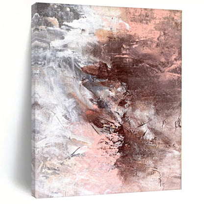 “Muted Melody” - Abstract Work with Pink, Gray, White, Brown CT0043