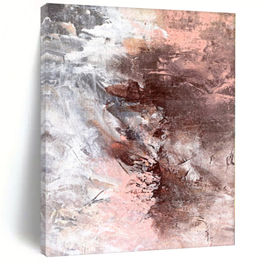 “Muted Melody” - Abstract Work with Pink, Gray, White, Brown CT0043