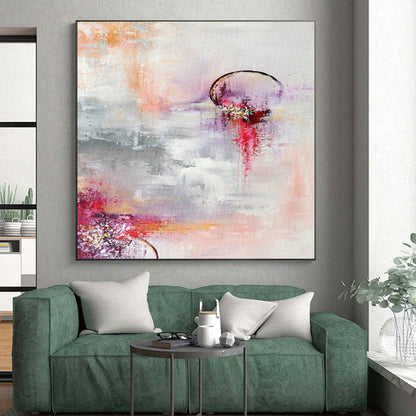“Dreamy Sunset” - Abstract Art with Pink, Purple, Orange, Gray, White CT0038