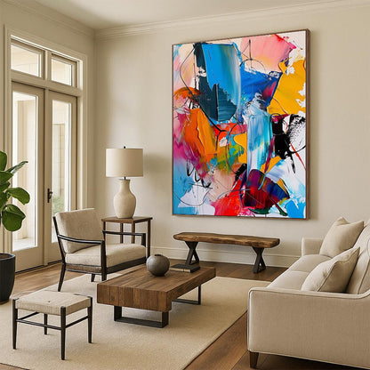 “Colorful Abstract Dynamism” Expressionistic Acrylic Art CT0231