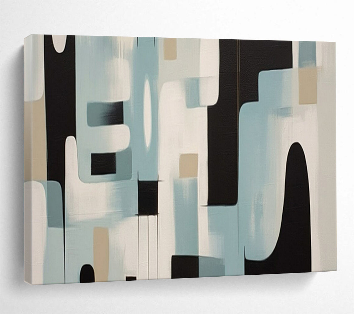 “Mid - Century Geometric Blues” – Abstract Geometric Acrylic Painting CT1711