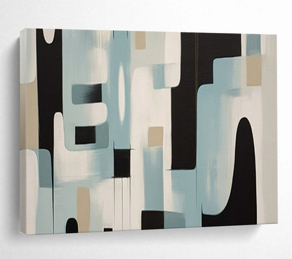 “Mid - Century Geometric Blues” – Abstract Geometric Acrylic Painting CT1711