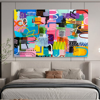 “Whimsical Color Doodles in Bright Hues” - Lively Abstract Acrylic Mural - Style Art CT1811