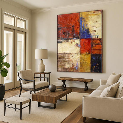 “Color - Blocked Textured Harmony” Abstract Acrylic Art CT0289