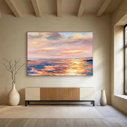 “Sunset Sea Symphony” – Impressionistic Seaside Oil Painting CT1736