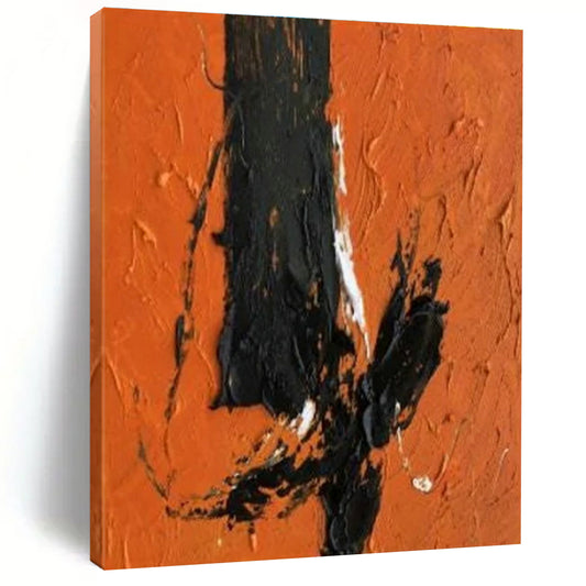“Black - White - Orange Textured Strokes”，Abstract Expressionist Art CT0604