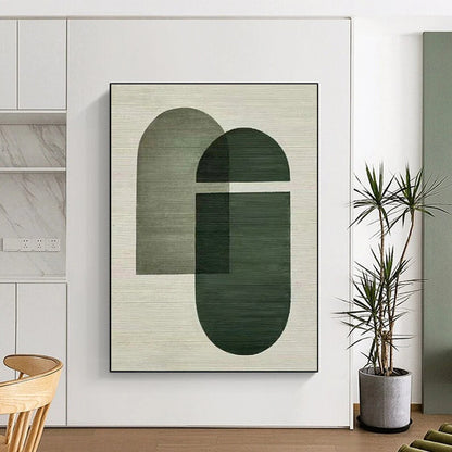 “Dark Green Geometric Overlaps”，Minimalist Abstract Art CT0594