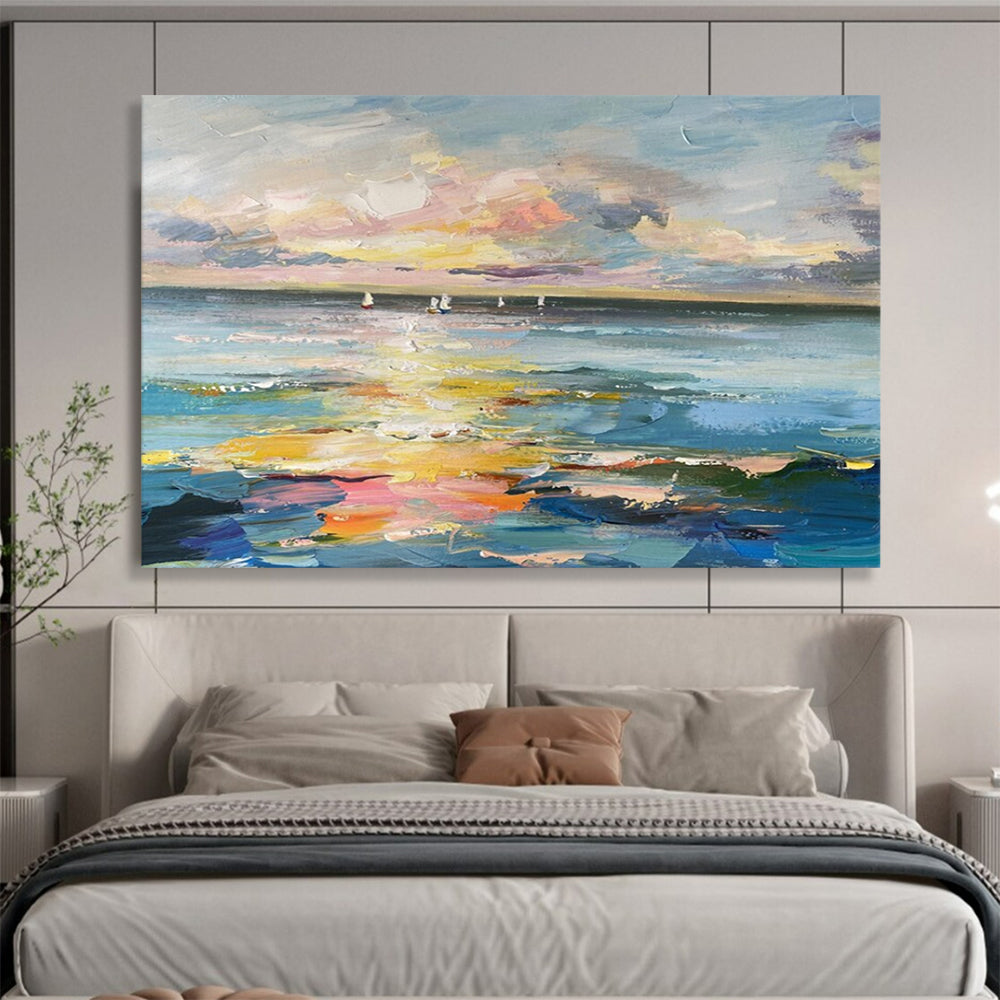 “Sailboats at Dusk” – Post - Impressionistic Seascape Oil Painting CT1738