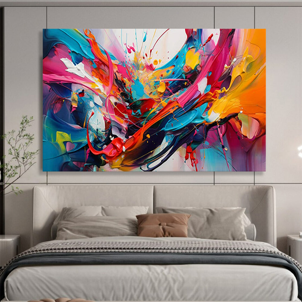 “Explosive Color Splashes in Rainbow Tones” - Dynamic Abstract Impasto Painting CT1812