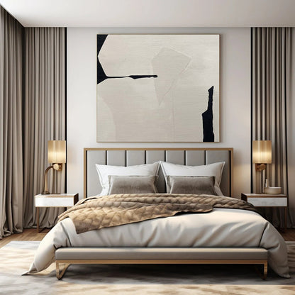 “Beige and Black Geometric Cuts” Collage - Style Acrylic Art CT0146