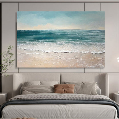 “Minimalist Seaside” - A minimalist seascape in light blue, white, and beige CT1644