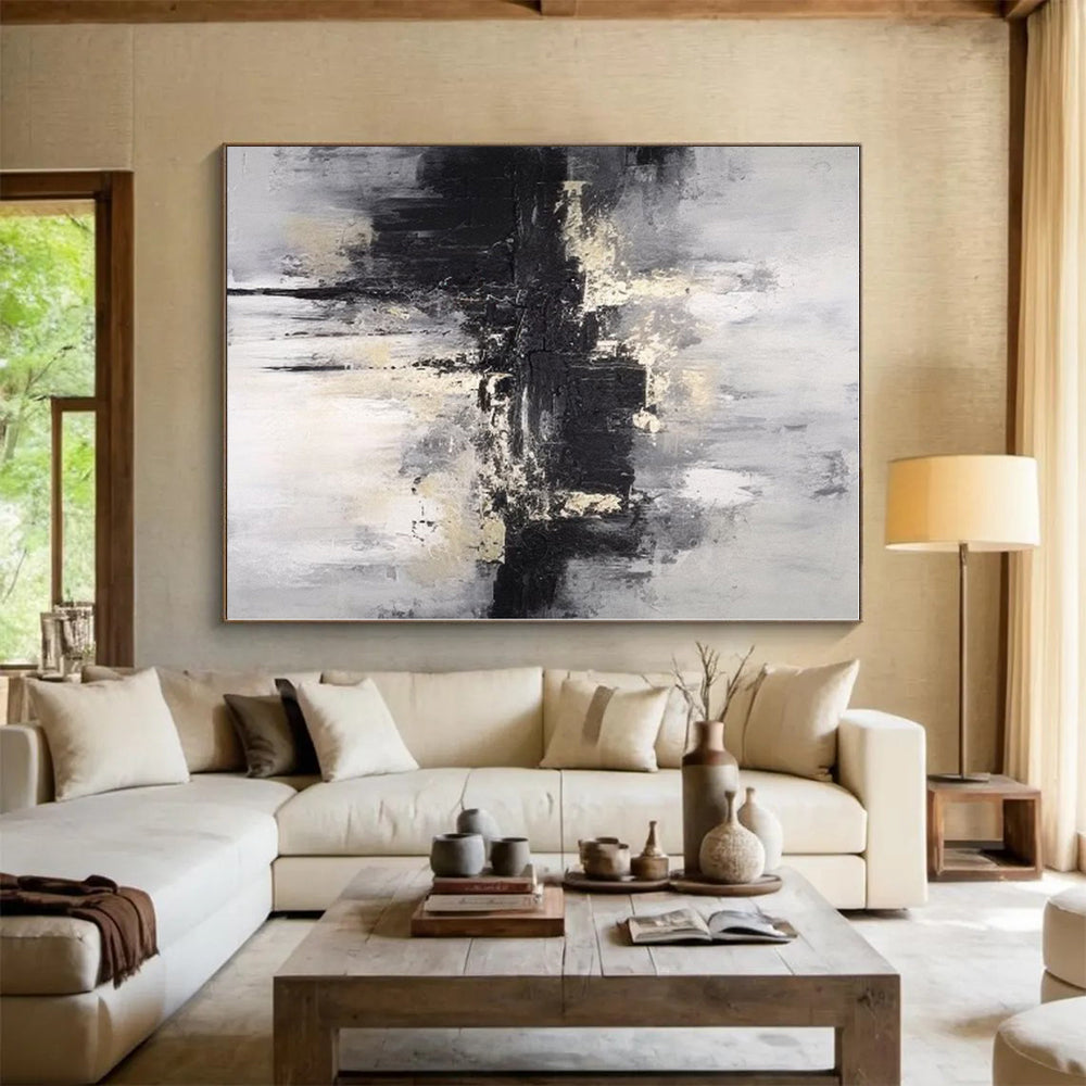 “Monochrome Textured City”，Abstract Architectural Acrylic Art CT0546