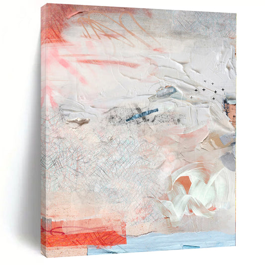 “Textured Serenity” - Abstract Work with Soft Pinks, Whites, Blues, Grays CT0096