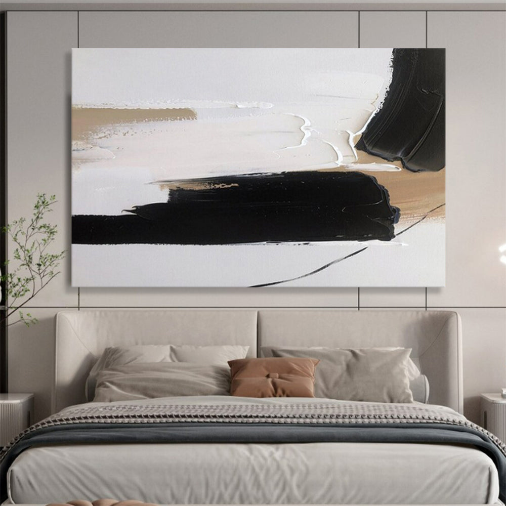 “Black - White - Beige Strokes” - Black, white, beige; bold brush strokes CT1563