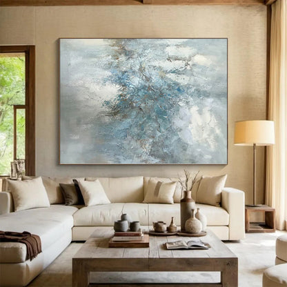 “Soft Blue Abstract Blooms” Abstract Acrylic Art CT0297