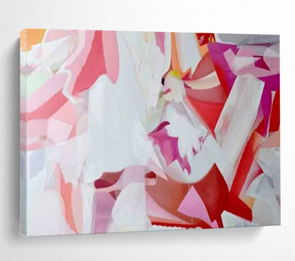 “Pink - White Geometric Fusion” - Pink, white, red, purple; interlaced geometric shapes CT1585