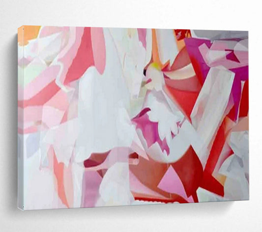 “Pink - White Geometric Fusion” - Pink, white, red, purple; interlaced geometric shapes CT1585