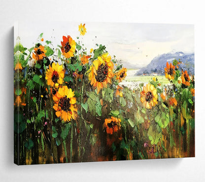 “Sunflower Field” – Impressionistic Landscape Oil Painting CT1760
