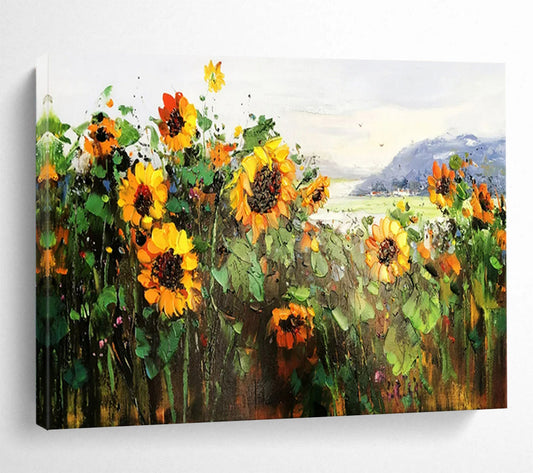“Sunflower Field” – Impressionistic Landscape Oil Painting CT1760