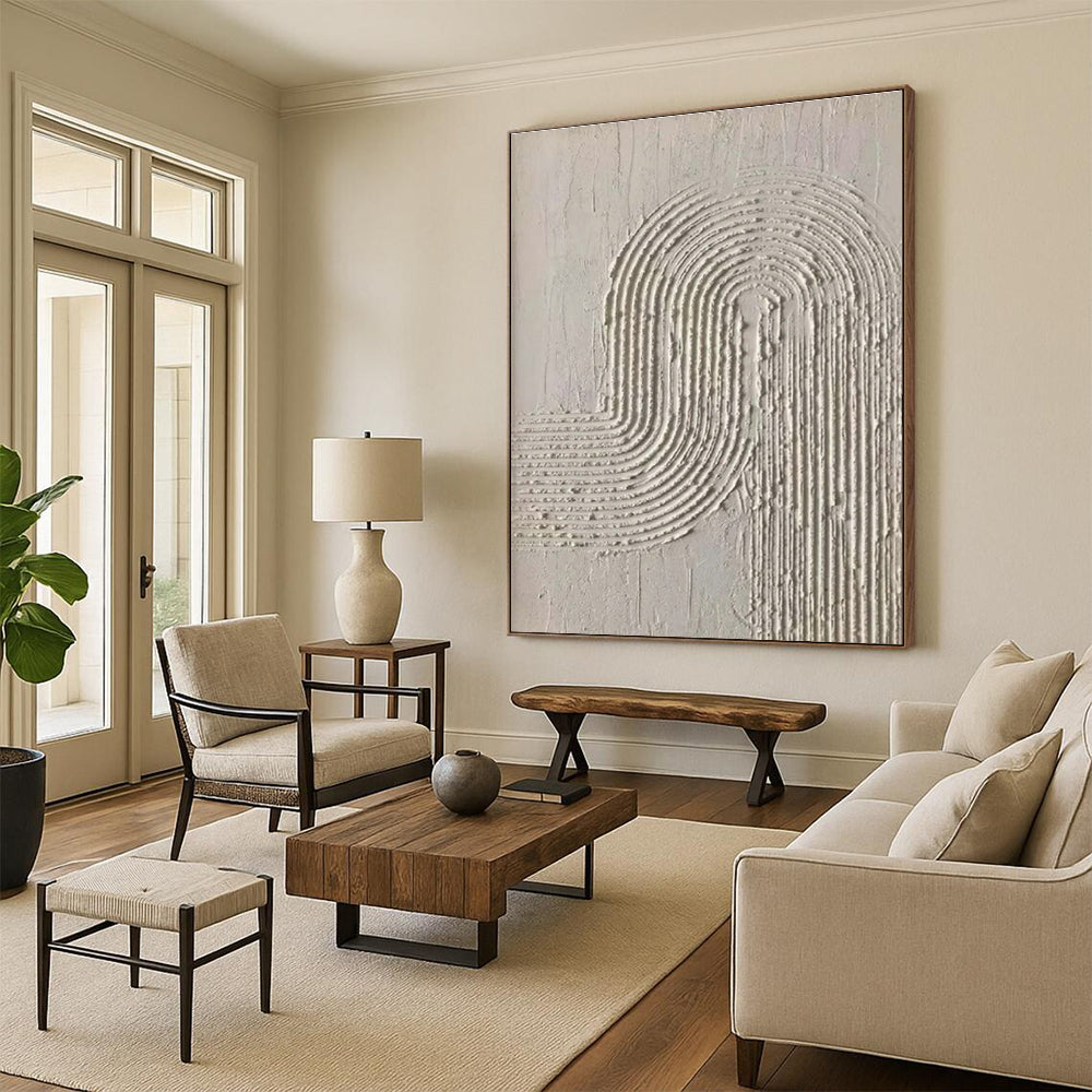 “Light Grey Textured Arcs”，Textured Abstract Art CT0596