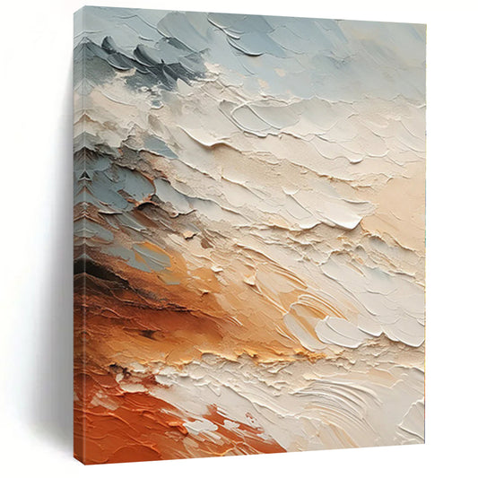 “Earth Tone Textures” - Abstract Painting with Gray, Beige, Orange, Brown CT0080