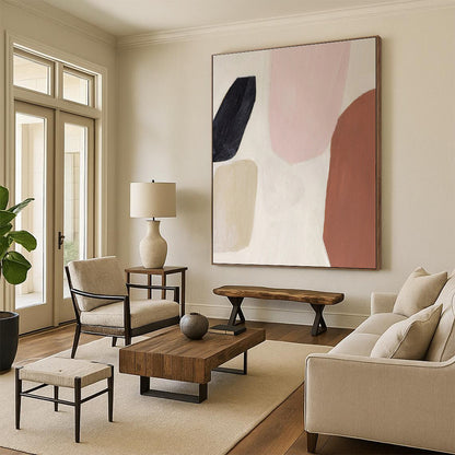 “Soft Pink - Brown - Black Contrast”，Minimalist Color Block Style CT0656