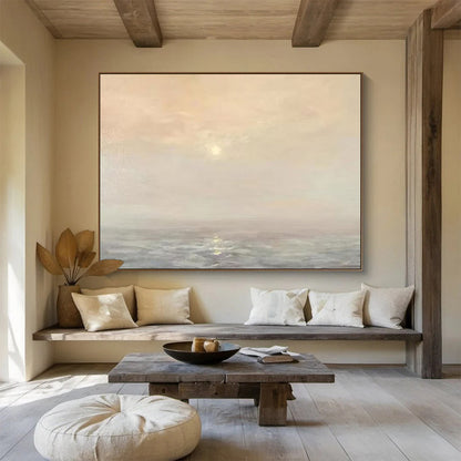 Seascape at dawn/dusk with a soft, glowing sun and calm waters CT1669