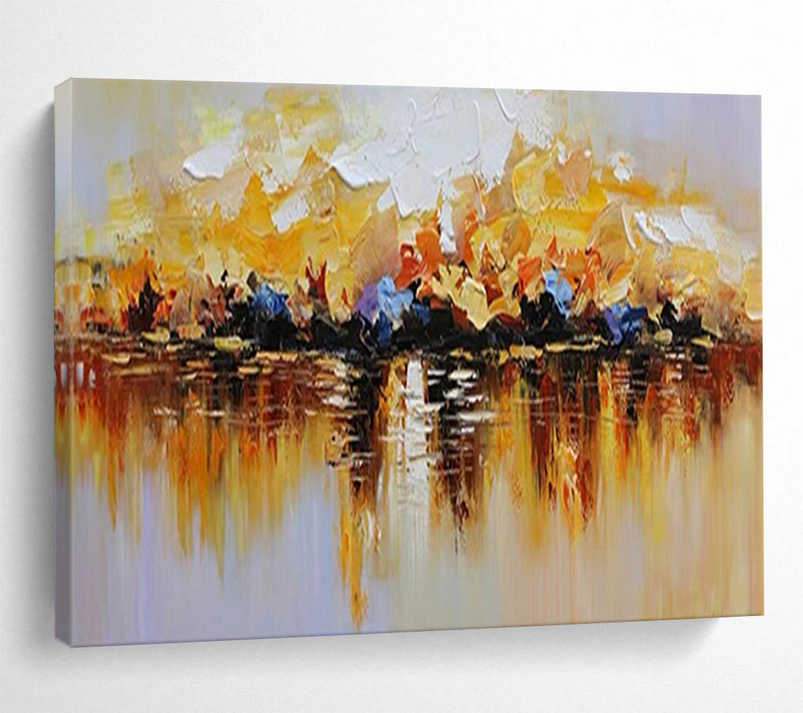 “Colorful Lake Reflection” - Yellow, orange, red, blue, purple; a lake with colorful trees reflected CT1559