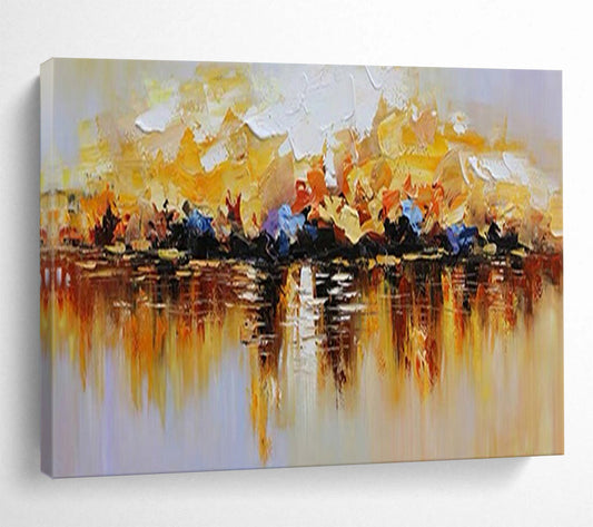 “Colorful Lake Reflection” - Yellow, orange, red, blue, purple; a lake with colorful trees reflected CT1559