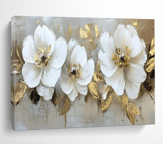 “Gilded Blooms” – Floral Acrylic Painting CT1705