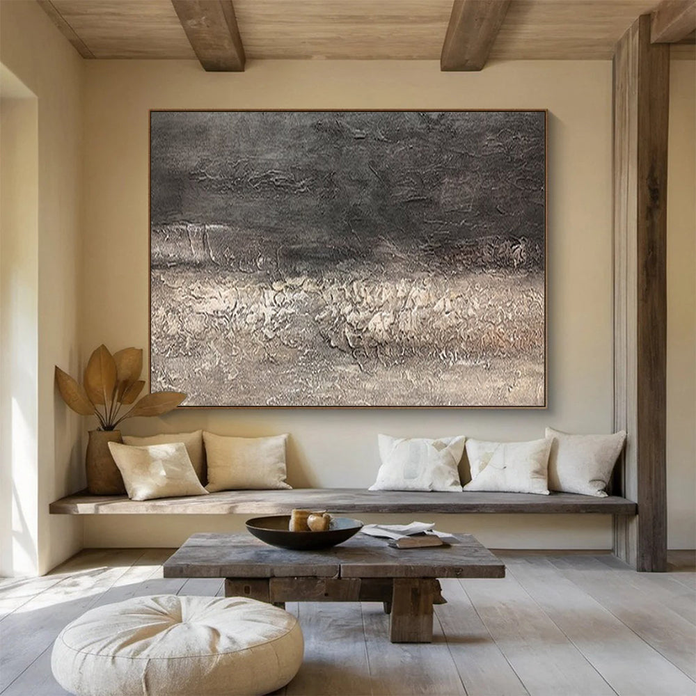“Dark Textured Layers” - Charcoals, grays, browns; deep, cracked - texture abstraction CT1629