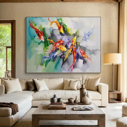 “Colorful Koi Fish Abstraction” - Abstract Animal - Themed Art CT0432