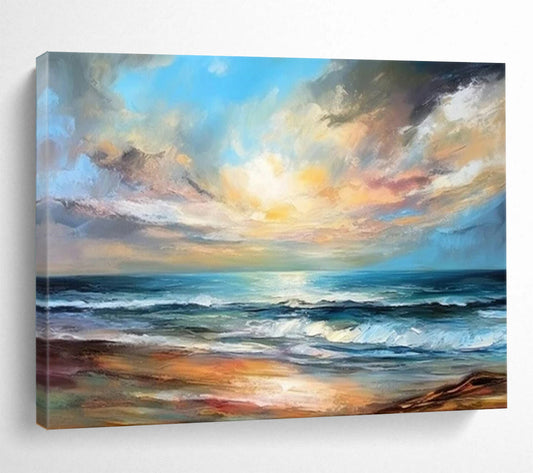 “Seaside Sunset Realism” - Blues, oranges, yellows; detailed, vibrant sunset over ocean waves CT1607