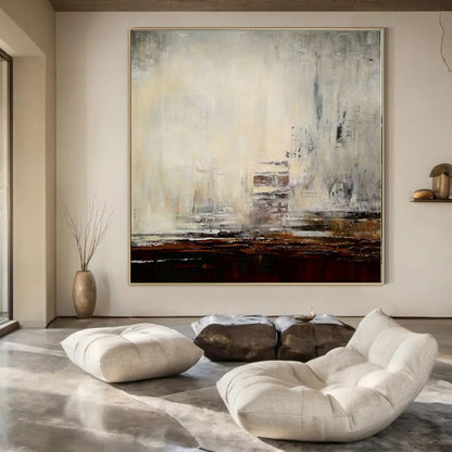 “Gray - Brown Abstract Cityscape” Impressionistic Acrylic Art CT0205