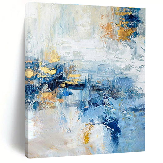 “Blue - Gold Abstract Composition”，Abstract Expressionist Art CT0643