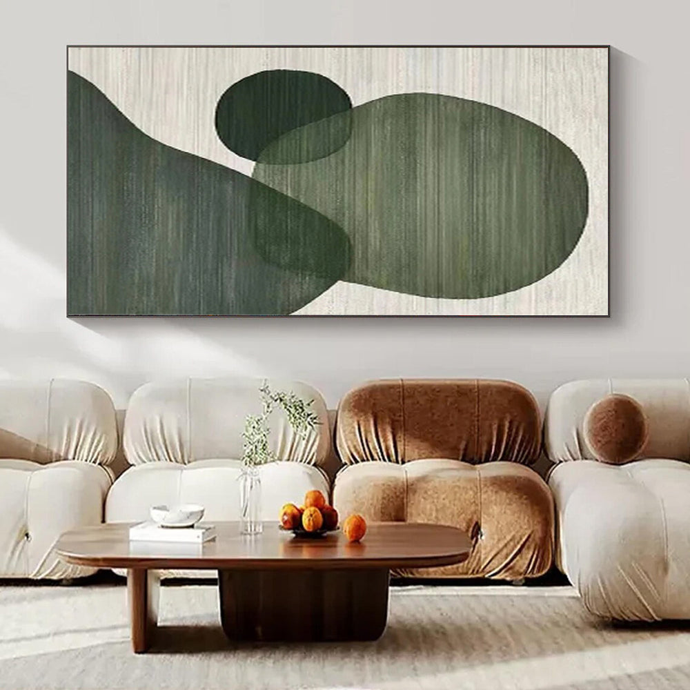 “Green Shapes on Light Background” Geometric Acrylic Art CT0164