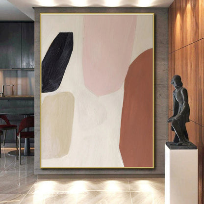 “Soft Pink - Brown - Black Contrast”，Minimalist Color Block Style CT0656