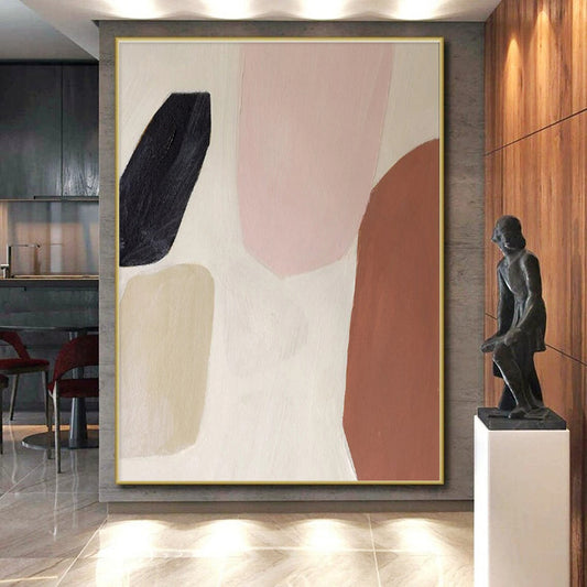 “Soft Pink - Brown - Black Contrast”，Minimalist Color Block Style CT0656
