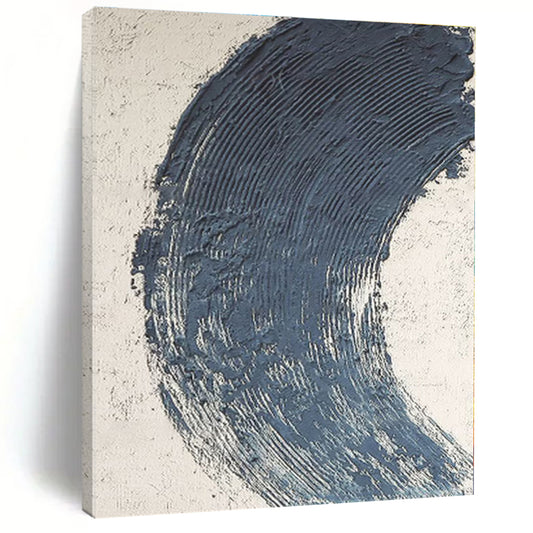 “Blue Crescent Textured Mark” - Abstract Minimalist Art CT0426